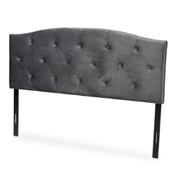 Baxton Studio Leone Modern and Contemporary Grey Velvet Fabric Upholstered King Size Headboard